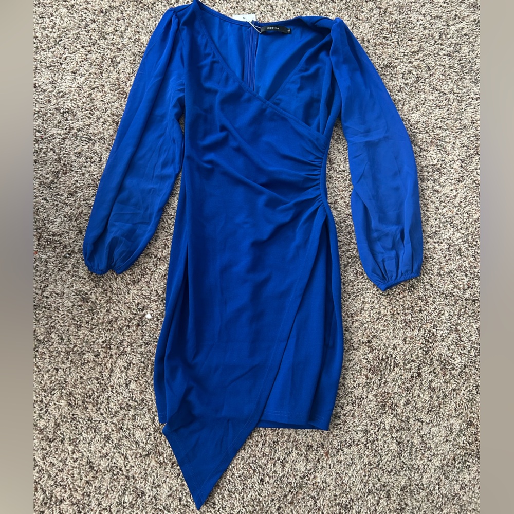 NWT royal blue asymmetrical hem dress